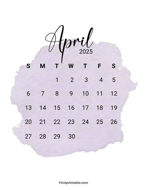 April 2025 Calendar Aesthetic
