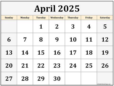 April 2025 Calendar Images