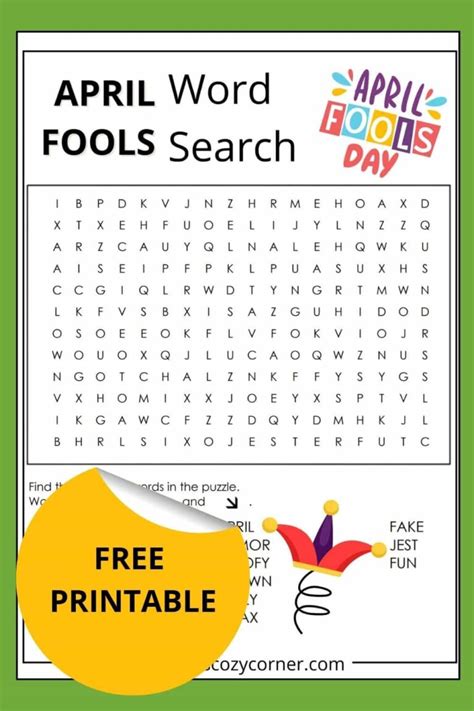 April Fools Word Search Free Printable