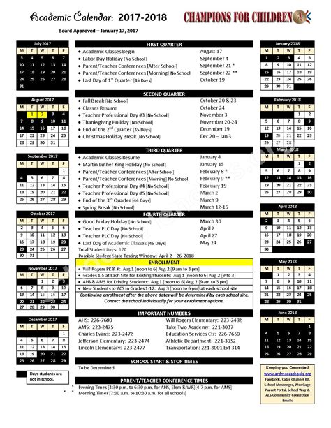 Ardmore Schools Calendar