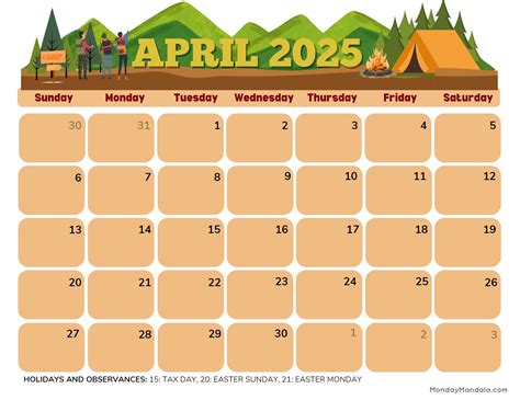 april 2025 calendar printable