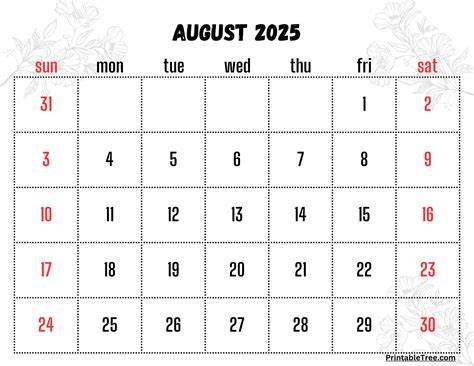 august 2025 calendar