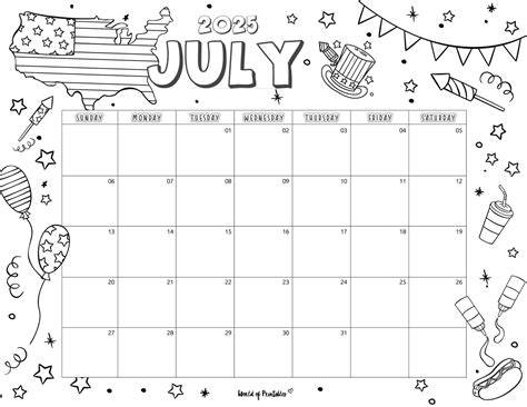 free printable coloring calendar 2025