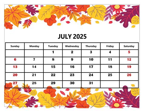 july 2025 calendar
