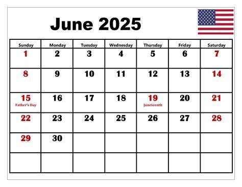 june 2025 calendar