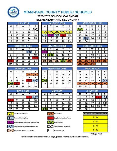 calendar for miami dade public schools