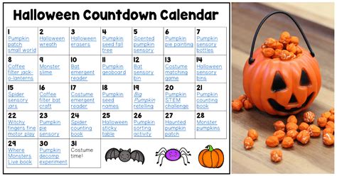 calendar of halloween