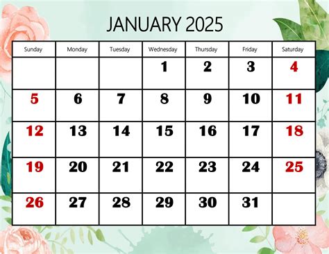 january 2025 calendar