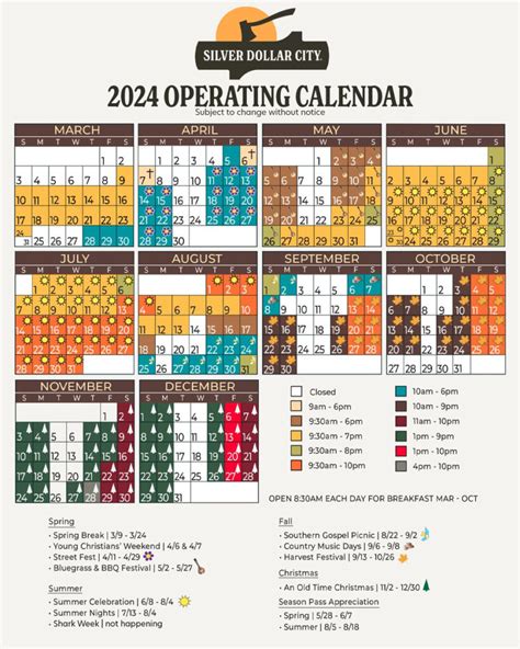 silver dollar city calendar