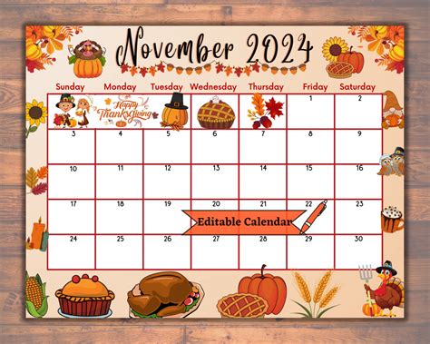thanksgiving 2024 calendar