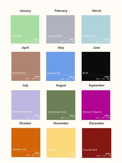 12 calendar colors