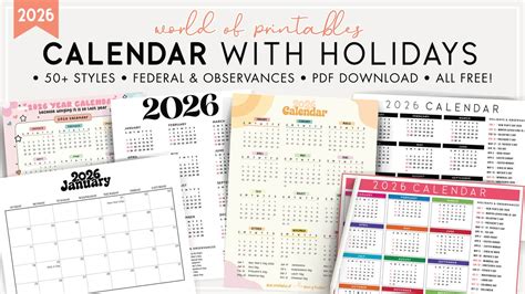 2026 calendar with holidays