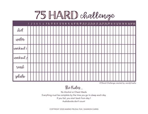 75 hard calendar