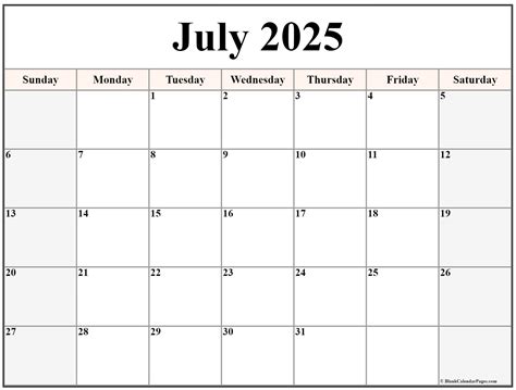 calendar july 2025