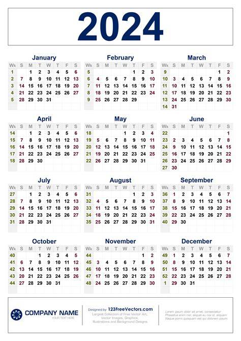 calendar with week numbers