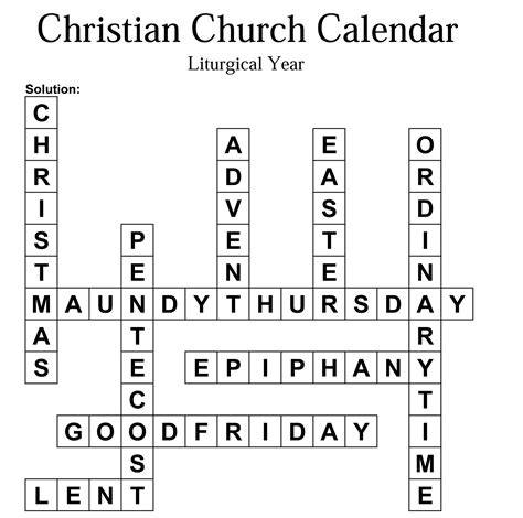church calendar crossword clue