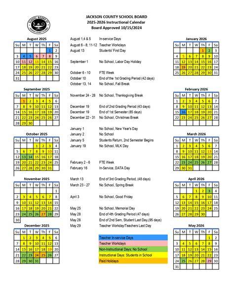 jackson county school calendar