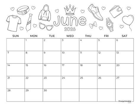 june calendar page printable