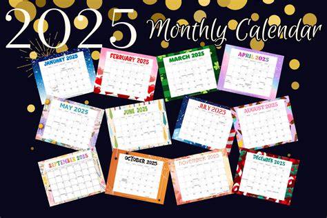 monthly calendar 2025 printable
