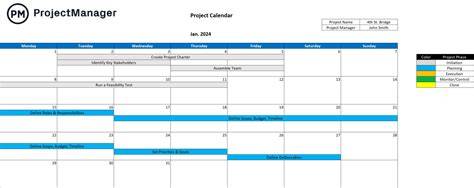 project planning calendar