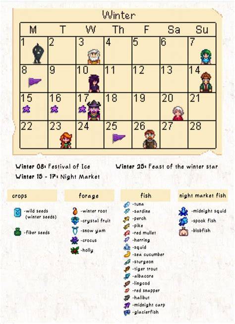 winter calendar stardew