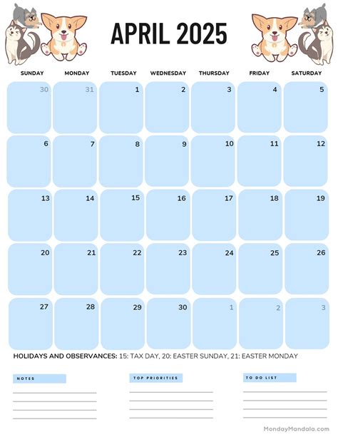 april 2025 calendar printable