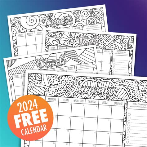 free printable coloring calendar 2025