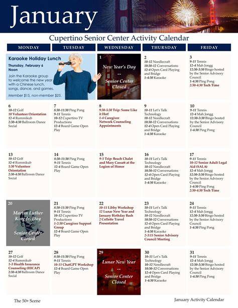 senior center calendar