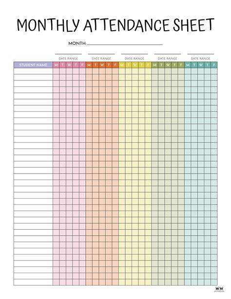 Attendance Chart Printable