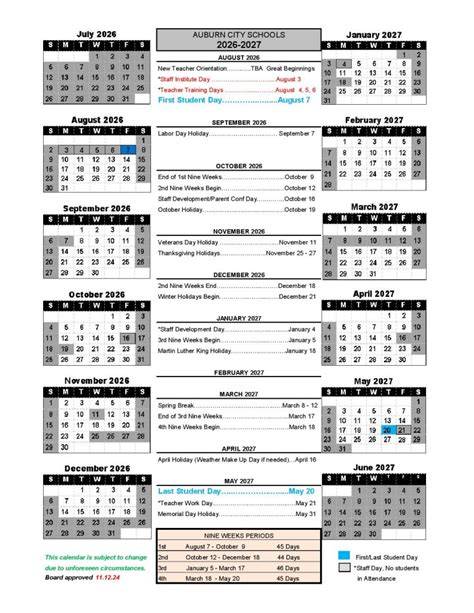 Auburn City Schools Calendar