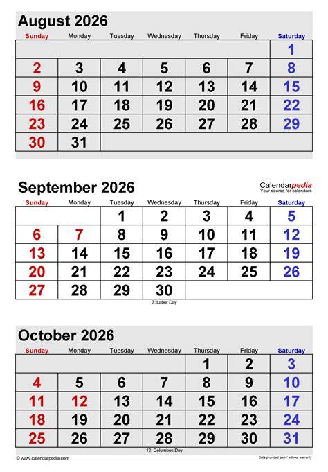 Aug Sept Oct Calendar