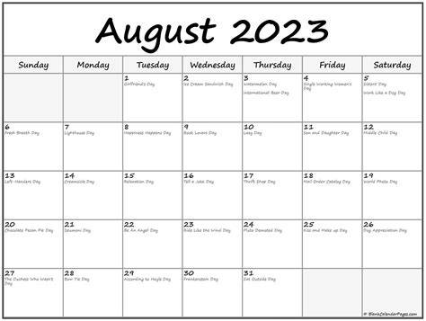August 2023 Calendar With Holidays