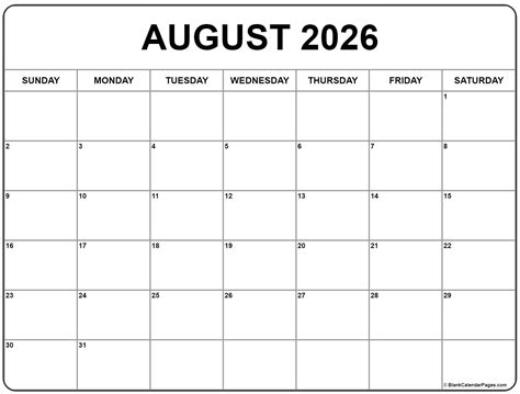August 2024 Calendar Printable Free