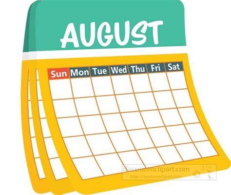 August Calendar Clipart
