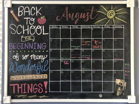 August Chalkboard Calendar Ideas