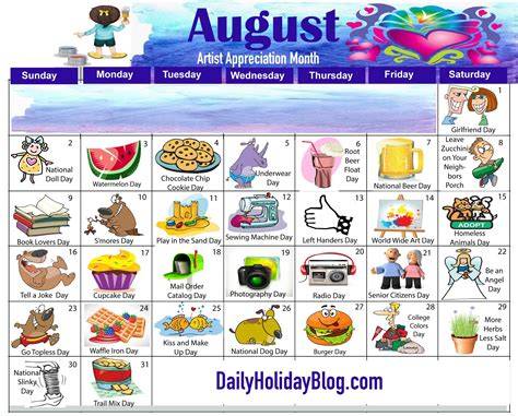 August National Days Calendar