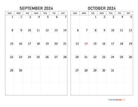August September October Calendar 2024