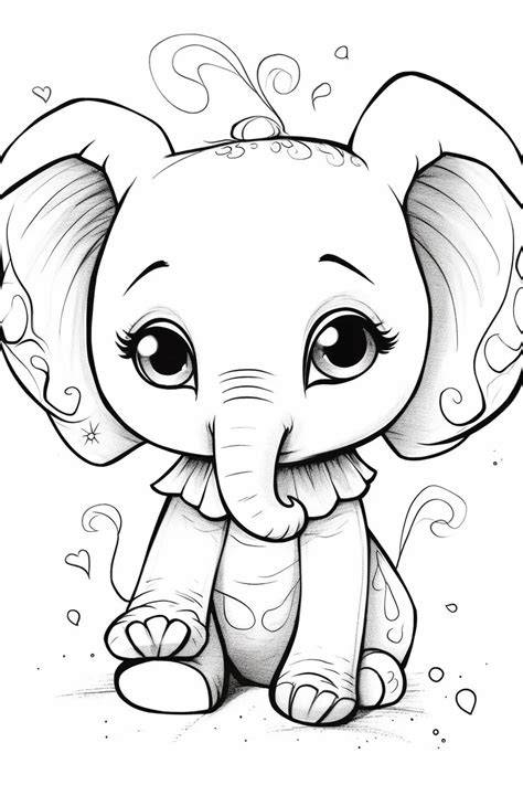 Baby Elephant Coloring Pages