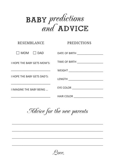 Baby Predictions Free Printable
