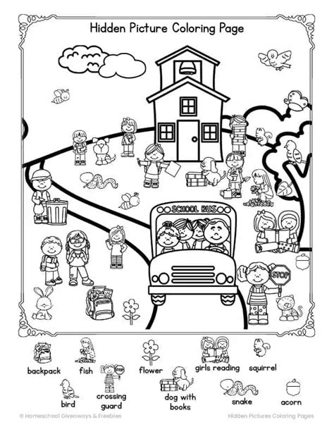 Back To School Hidden Pictures Printable