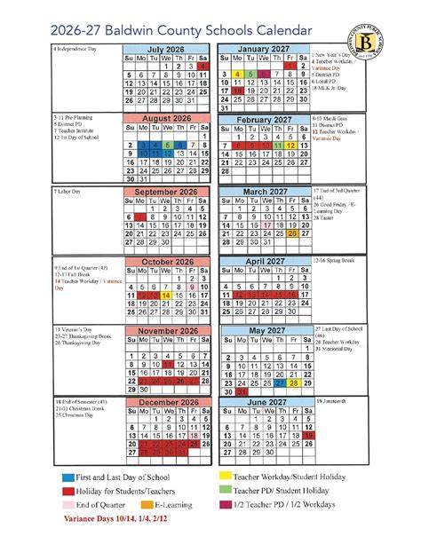 Baldwin High School Calendar