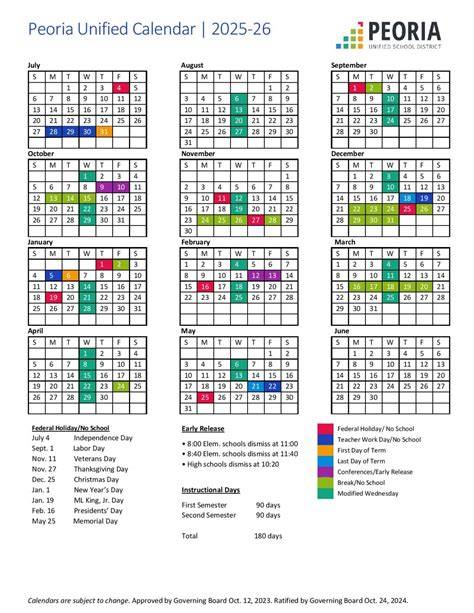 Basis Peoria Calendar 2024 2025