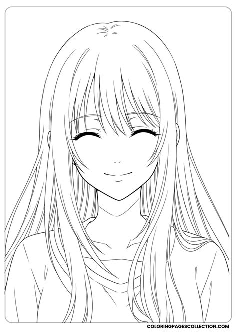 Beautiful Anime Long Hair Anime Girl Coloring Pages