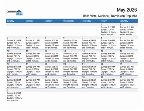 Bella Vista Calendar