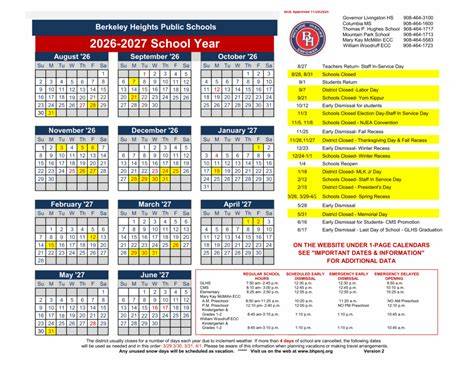Berkeley Heights Public Schools Calendar