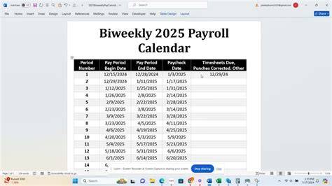 Bi Weekly Calendar 2025