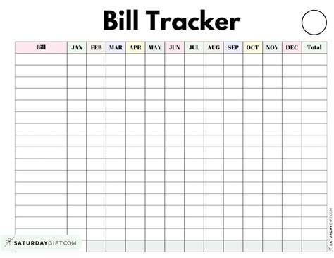 Bill Tracker Printable