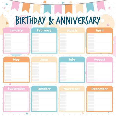Birthday Anniversary Calendar
