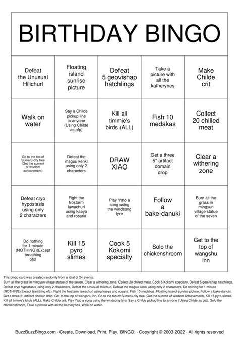 Birthday Bingo Free Printable Pdf