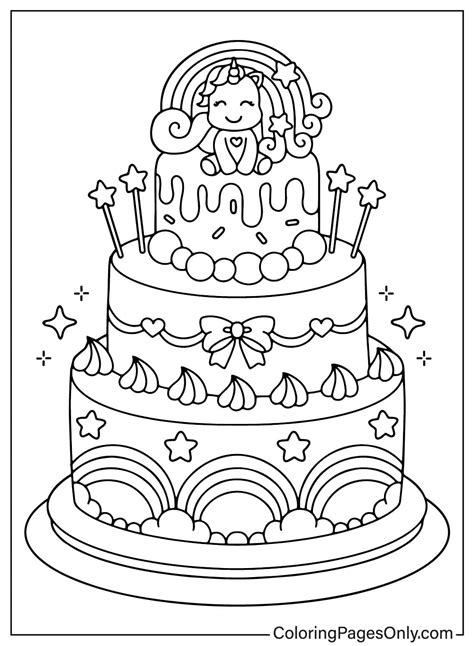 Birthday Cake Coloring Pages Free